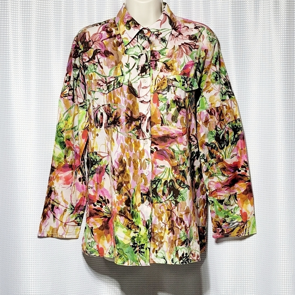 Piazza Sempione Italian Silk Blend Watercolor Floral Artsy (IT40/US Medium***)